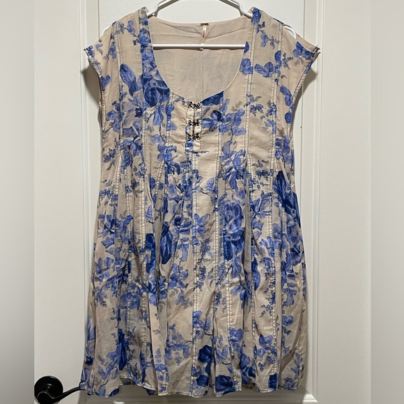 Free People Sully Mini Dress Womens XS Boho Coquette Floral Slit Sleeve Flare - Picture 5 of 15